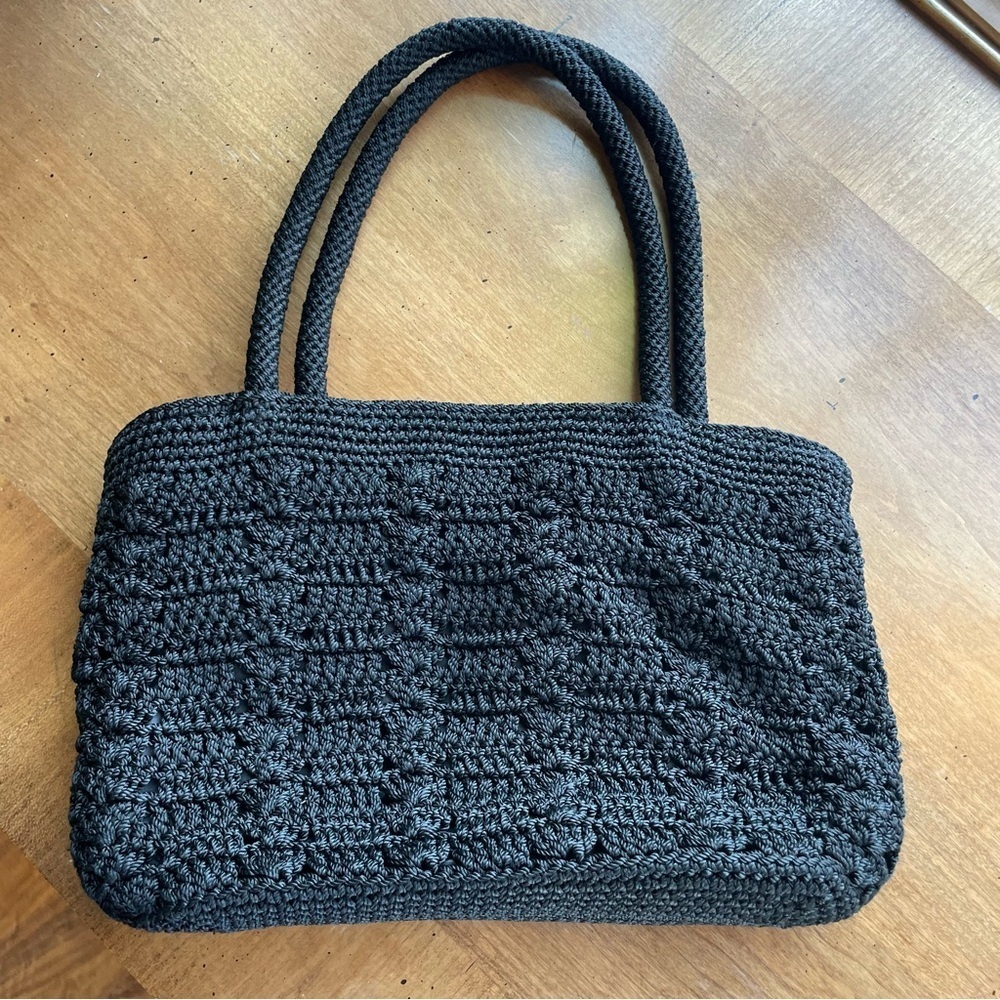 The Sak Black Crochet Woven Macrame Shoulder Bag - Picture 2 of 12